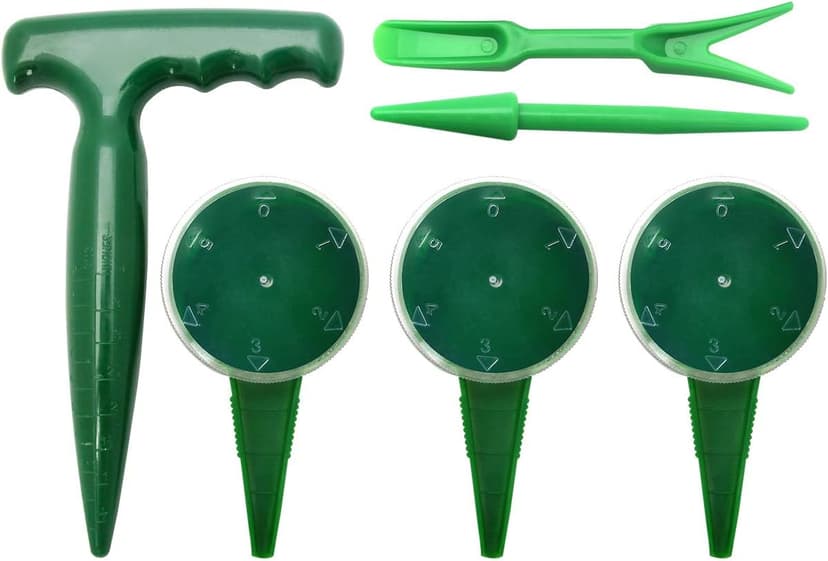 Coolrunner 6 Pack Sowing Seeds Dispenser Set, Adjustable Garden Hand Planter Seeder Tool Flower Plant Sow Traditional Sets, Seedlings Dibber and Widger