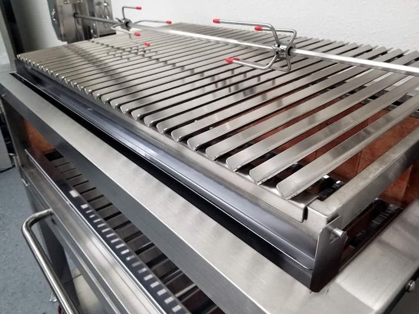 Built In/Table Top Charcoal Outdoor BBQ, Stainless Steel #430 Body and #304 Grates, Rotisserie Parrilla Santa Maria/Argentine Grill Spit