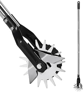 Wheel Rotary Edger Manual Lawn Tool for Sidewalk Edger Rotary Wheel Rotary Wheel Manual Edger Lawn Tool Strong 4 Sections Stainless Steel Handle