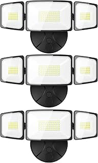 Onforu 3 Packs 60W Flood Lights Outdoor, 6000LM Brightness Security Lights,Switch Controlled, IP65 Waterproof, 6500K Exterior LED Flood Light with 3 Adjustable Heads for Yard Home