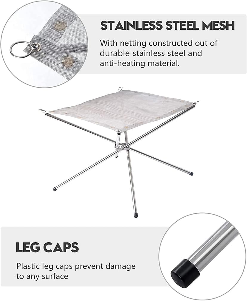 Portable Outdoor Fire Pit 16.5 Inch - New Upgraded Camping Fire Pit Collapsible Foldable Mesh Fire Pits Fireplace for Camping, Campfire, Patio, Backyard and Garden - Carrying Bag Included