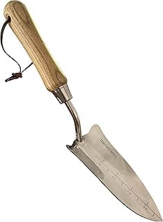 Garden Guru Eco Transplanter Trowel Shovel- 100% Recycled Stainless Steel - Rust Resistant - FSC Certified Wood Ergonomic Handle - Perfect Tool for Gardening Weeding Transplanting and Digging
