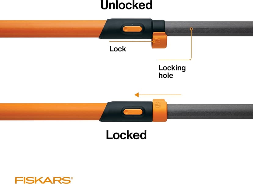 Fiskars 7ft-14ft Power-Lever Extendable Pole Saw and Tree Pruner, Lawn and Garden Tools, Black/Orange