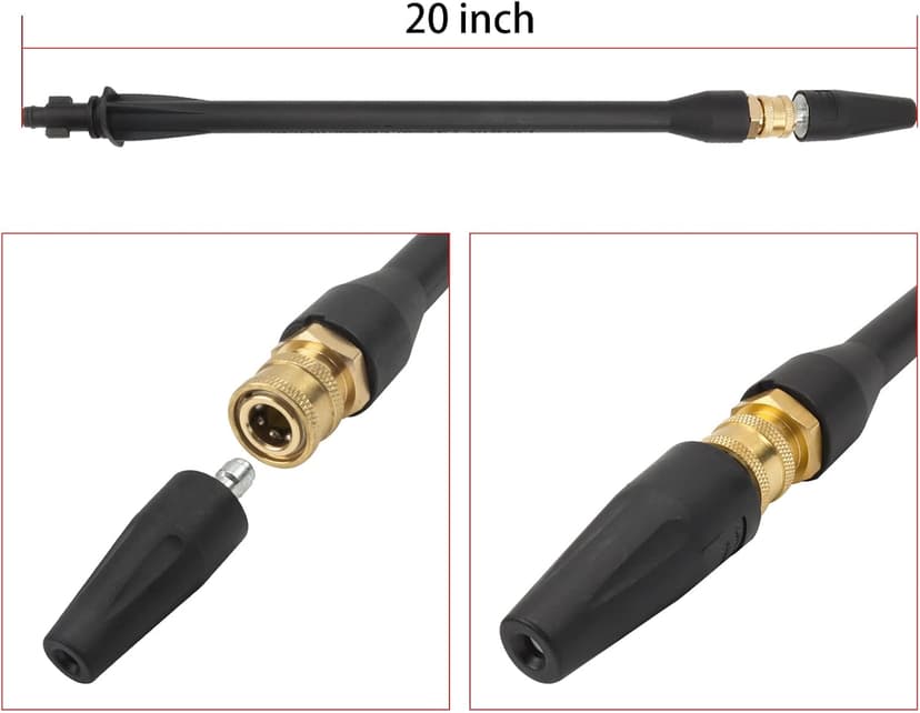 Pressure Washer Replacement Spray Wand with Turbo Nozzle and 5 Spray Tips and Belt Clip Nozzle Holder, Compatible with Husky Greenworks Ryobi Homelite Portland Electric Pressure Washers