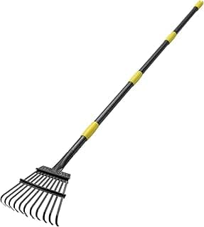 Garden Rake for Leaves Sturdy Metal Small Yard Leaf Rakes for Lawns 60” Length 8.5 Inch Width 11 Tines for Women Men Kids Lightweight with Non-Slip Comfortable Smooth Long Handle