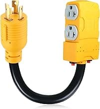 Kanayu 1.8 FT 30 to 20 Amp 110V Generator Distribution Adapter Compatible with NEMA L5-30P to NEMA 4X 5-20R/ 5-15R, 3 Prong Generator to Four Household Outlet with 20 Amp Circuit Breaker