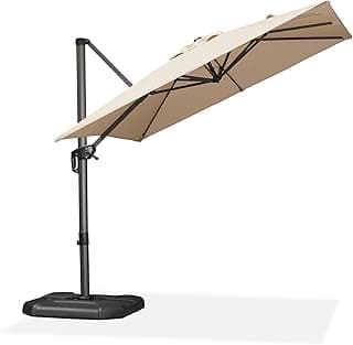 PURPLE LEAF 10 Feet Patio Umbrella Outdoor Cantilever Square Umbrella Aluminum Offset Umbrella with 360-degree Rotation for Garden Deck Pool Patio, Beige