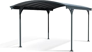 Palram Canopia Vitoria 5000 10 x 16 Metal Carport, Heavy Duty Car Port, Weather-Protected Gray Aluminum Frame, Gray Polycarbonate RV & Car Storage, UV Protected, DIY Garage Kit, 10-Year Warranty
