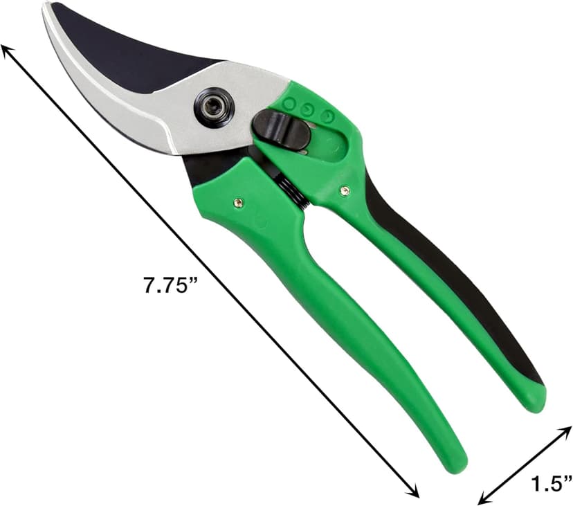 8 Inch Garden Pruner with a SK5 Carbon Steel, Non-stick, Rust Resistant Blade. Adjustable for Small and Large Hands