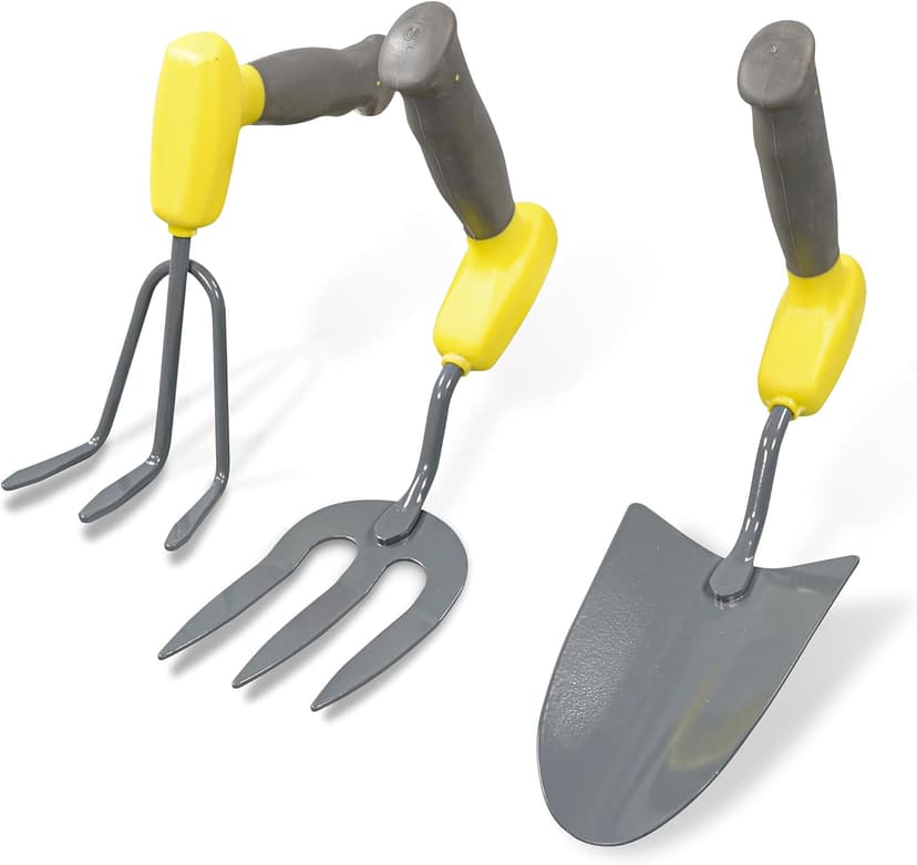 Set of 3 Hand Tools Ergonomic Design for Weak Grip, Non-Slip Rubber Handles, Gift for Seniors, Men & Women. Versatile for Indoor/Outdoor Gardening. Perfect for Those with Limited Strength