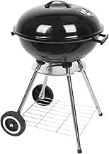 Outvita 18 inch Portable Charcoal Grill, Stainless Steel BBQ Kettle Charcoal Grill with Wheels and Storage Holder for Camping, Picnic, Barbecue, Party, Outdoor Activities