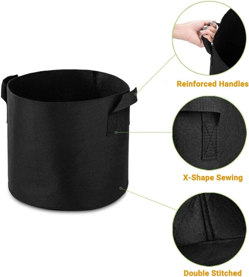 12-Pack 3 Gallon Grow Bags, Heavy Duty Aeration Fabric Pots with Sturdy Handles, Thickened Fabric Pots for Plants