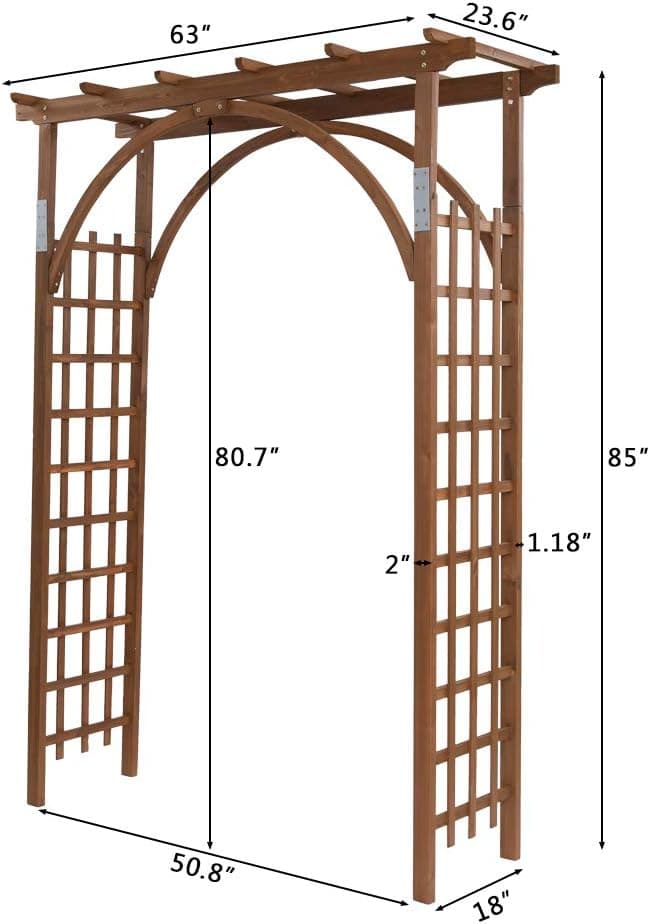 VINGLI 85in Wooden Arbor, Wedding Arch for Ceremony, Wood Trellis for Plant Climbing, Christmas Decor Pergola for Garden Backyard, Lawn (Brown)