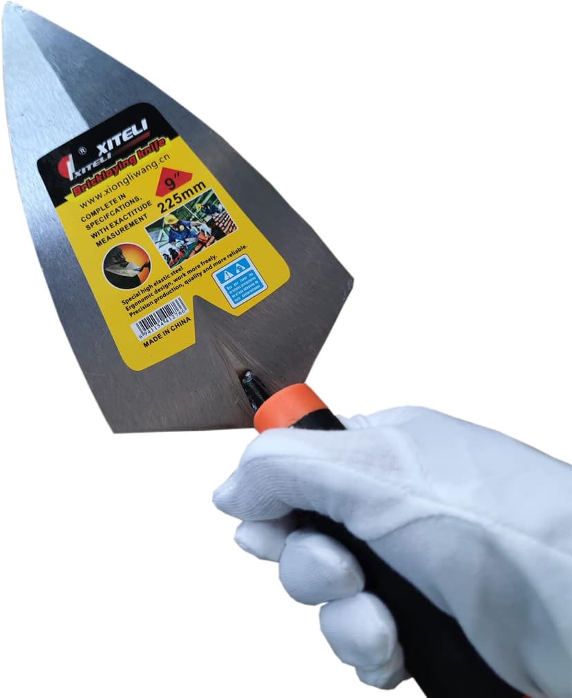 2 Pcs Masonry Hand Tool Set, 9" Pointing and Gauging Trowel Set with Soft Grip Handle, Margin Trowel for Bricklaying
