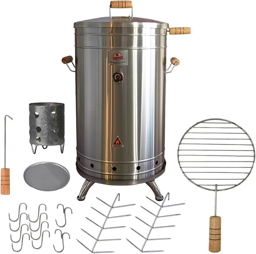 (50 Pound) Stainless Steel Barrel Charcoal Smoker – Ultimate BBQ for Wood & Charcoal Grilling – Perfect for Smokers, Barbeque Grill Enthusiasts & Outdoor Cooking, Vertical Smoker.