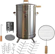(50 Pound) Stainless Steel Barrel Charcoal Smoker – Ultimate BBQ for Wood & Charcoal Grilling – Perfect for Smokers, Barbeque Grill Enthusiasts & Outdoor Cooking, Vertical Smoker.