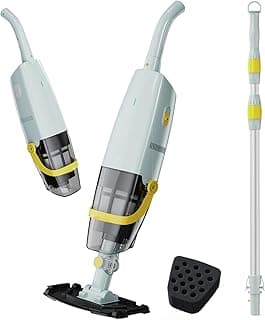 (2025 Upgraded) Cordless Handheld Pool Vacuum, Rechargeable Pool Cleaner with Telescopic Pole and Fine-Sponge, Powerful Suction, Ideal for Above & In-Ground Pools, Spas, Hot Tubs, Yellow