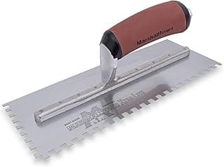 MARSHALLTOWN Standard Notched Trowel, Square Notch, 6x6x6 mm Notch Size, DuraSoft Left-Handed, Flooring and Tiling, Tile Tool, Made in the USA, 702SDL