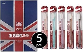 [KENT] CRYSTAL DUAL Regular Head Soft FIRM Action soft Toothbrush, Deep Cleaning for Sensitive Teeth & Gums for Adults - Easy Grip - Ergonomic Design (5 Rustic Color Variations)