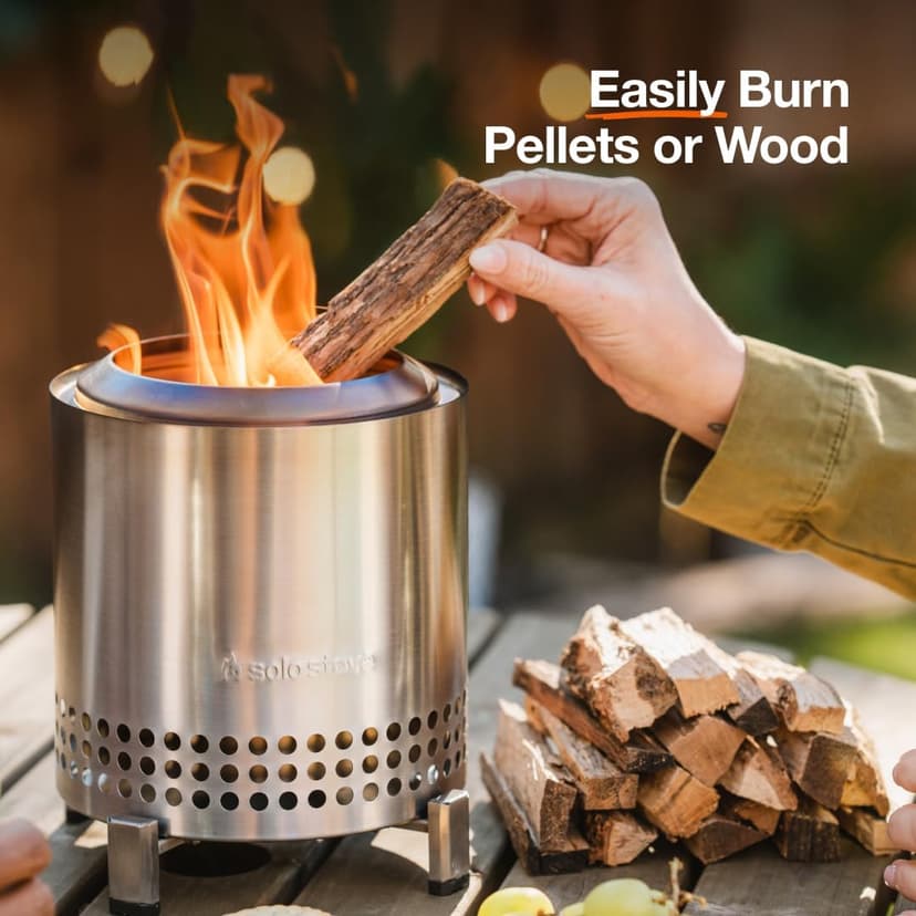 Solo Stove Mesa XL, 7 Inch Tabletop Fire Pit with Stand - Smokeless, Stainless Steel Fire Pit for Camping, Outdoor & Patio- Wood Burning or Pellet Fueled Portable Bonfire, 2.3lbs, Ash