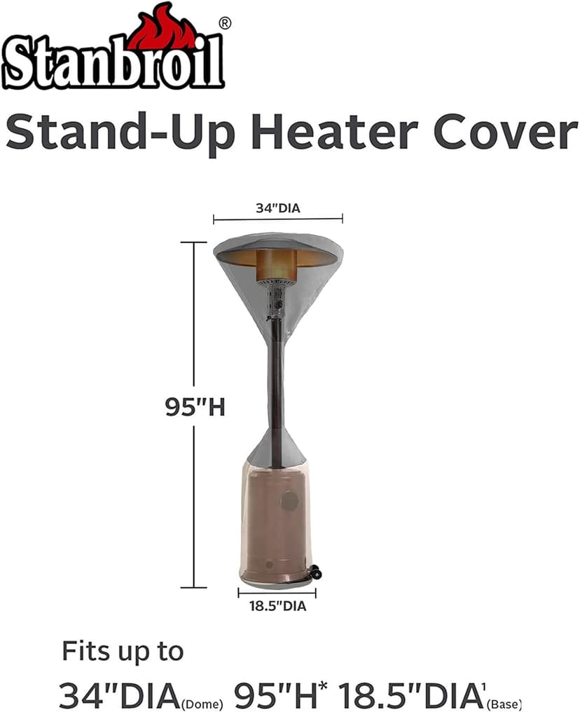 Stanbroil Patio Heater Cover, 600D Oxford Fabric Outdoor Patio Heater Covers with Zipper, Waterproof, Black/Camel, 95'' Height x 34" Dome x 18.5" Base