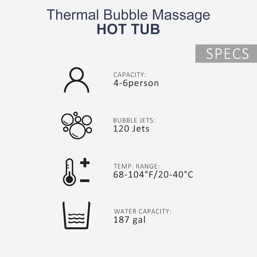 4-6 Person Inflatable Hot Tub Portable Spa with 120 Air Jets & Manual Control Panel, Energy-Efficient Thermal Cover, 71" x 24" Outdoor/Indoor Blow Up Hot Tubs, Blue
