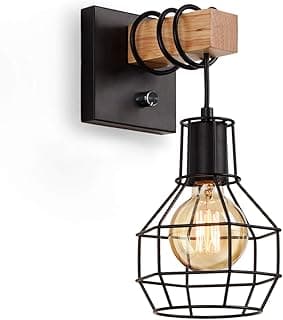 Black Wall Sconces with Dimmer ON/Off Switch, Cage Wall Mount Light Fixture Industrial Farmhouse Lighting for Living Room Kitchen, C71Y215