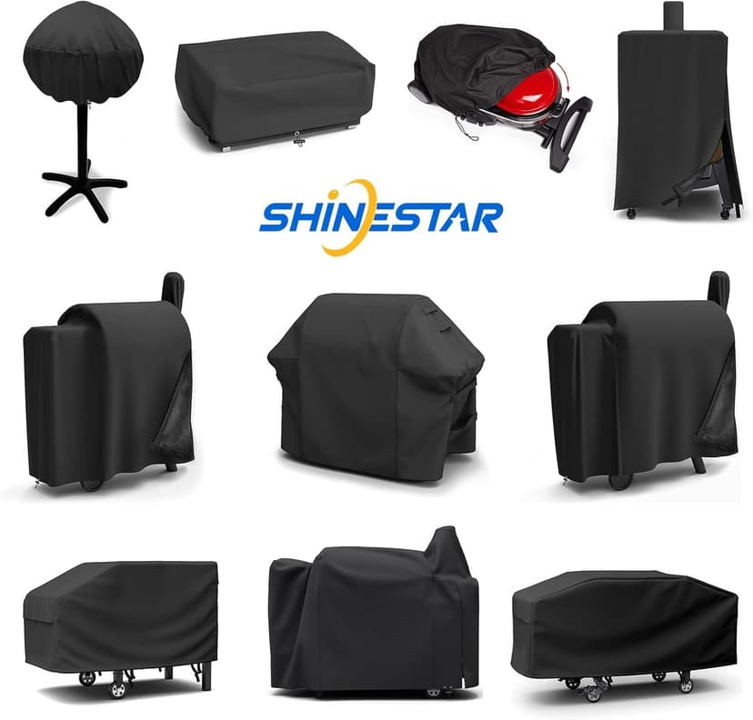 SHINESTAR Waterproof Small Round Grill Cover - Fits George Foreman, Techwood, Cuisinart, Homewell Electric Grills, Weber Jumbo Joe Charcoal Grill and More - 19.2" Diameter x 17.6" Height