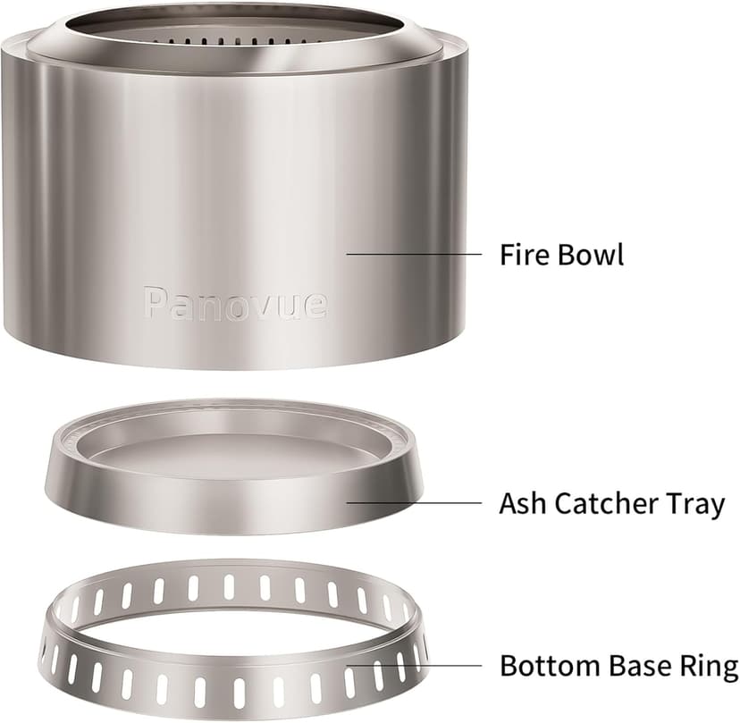 22 inch Smokeless Fire Pit with Waterproof Cover, Stainless Steel Outdoor Smokeless Firepit, Wood Burning Fire Pits for Camping, Bonfire,Low Smoke Firepit for Outside