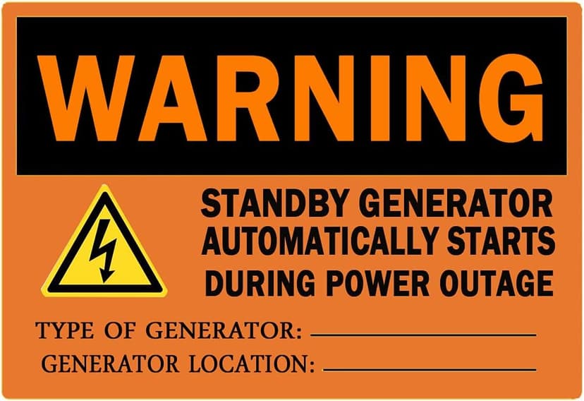 20 Pack Warning Standby Generator Starts Automatically OSHA Label Decal,5x3.5 Inch Warning Sign | Decal | Protect Your Business, Work Site, Warehouse & Shop Area
