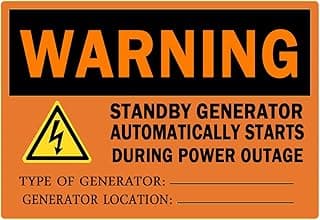 20 Pack Warning Standby Generator Starts Automatically OSHA Label Decal,5x3.5 Inch Warning Sign | Decal | Protect Your Business, Work Site, Warehouse & Shop Area