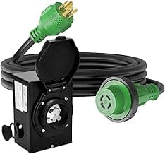 RVGUARD Emergency Power Combo Kit, 15 Foot 30 Amp Generator Cord and Power Inlet Box, NEMA L14-30P to L14-30R Generator Cord with NEMA L14-30P Pre-Drilled Generator Inlet Box, ETL Listed
