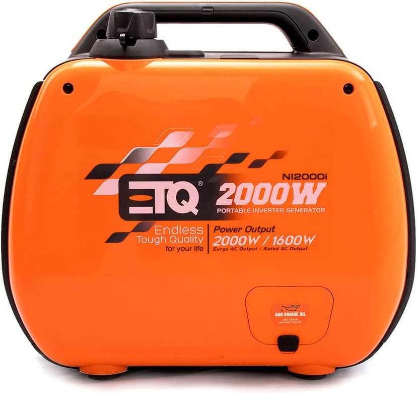 ETQ Tough Quality 2000/3600Watt Portable Generator - Extremely Quiet - CARB Compliant (2000W inverter)