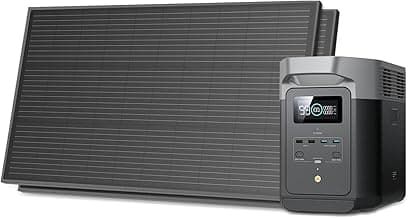 EF ECOFLOW Solar Generators, DELTA 2 Portable Power Station with 2PCS 100W 12V Solar Panels, 1024Wh LFP Battery, Fast Charging, Power Station for Home Backup, Camping&RVs