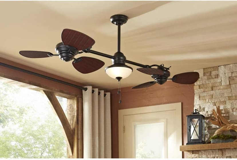 Harbor Breeze Twin Breeze Ii 74-in Oil-rubbed Bronze Outdoor Downrod Ceiling Fan