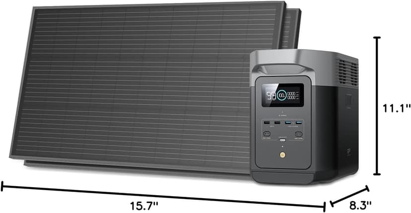 EF ECOFLOW Solar Generators, DELTA 2 Portable Power Station with 2PCS 100W 12V Solar Panels, 1024Wh LFP Battery, Fast Charging, Power Station for Home Backup, Camping&RVs