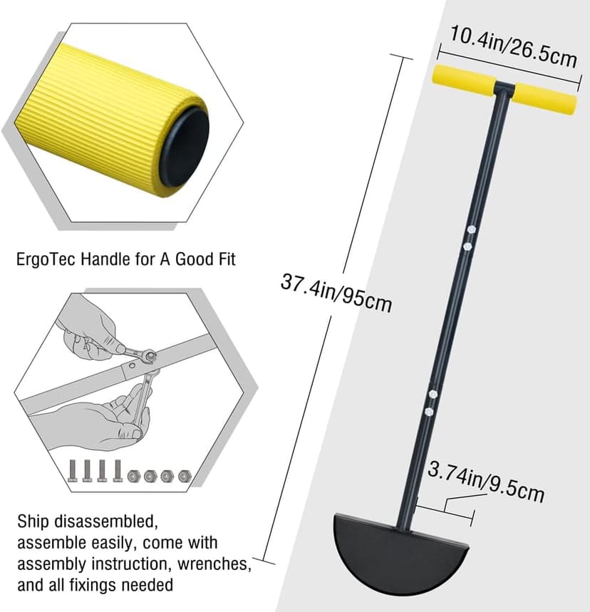 Colwelt Half Moon Edger Lawn Tool, Lawn Edgers with Soft Handle, Manual Lawn Edger for Grass, Borders Sidewalks, Driveways, Gardens, 38-Inch