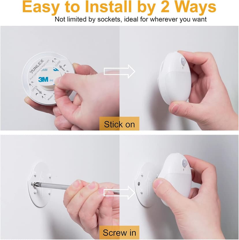 2 Pack Stair Lights Indoor, Stick on Lights, Motion Sensor Night Light, 3 Modes, Dimmable, Portable Battery Night Light for Closet, Cabinet, Bathroom, Bedroom, Kids, Tents, Travel, Warm White