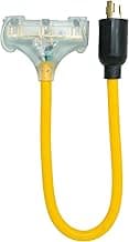 Southwire Generator Power Cord Adapter; 12/3 Splitter 3-way Adapter; L5-20P to (3) Lighted 5-15R; 2-Foot;Yellow