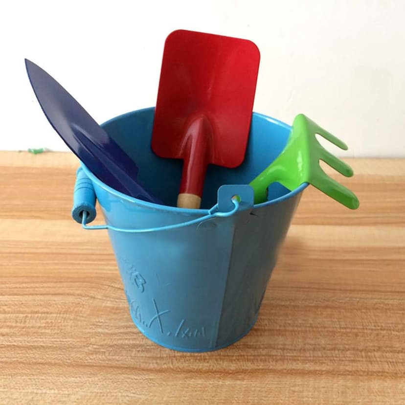 Kids Gardening Tool Set, 6PCS Gardening Tools for Kids Metal with Sturdy Wooden Handle Safe Gardening Tools 8" Children Beach Sandbox Toy