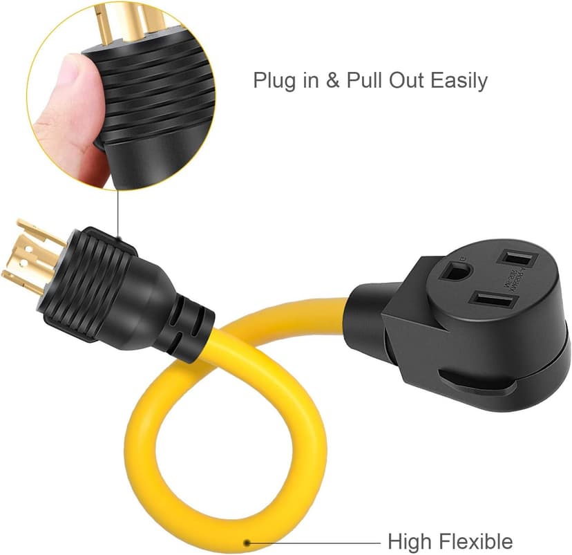 Welder Adapter Plug Cord, L14-30P Twist-Lock Male to 6-50R Female, 4 Prong to 3 Prong Generator to Welder Adapter Power Cord, 1.5FT