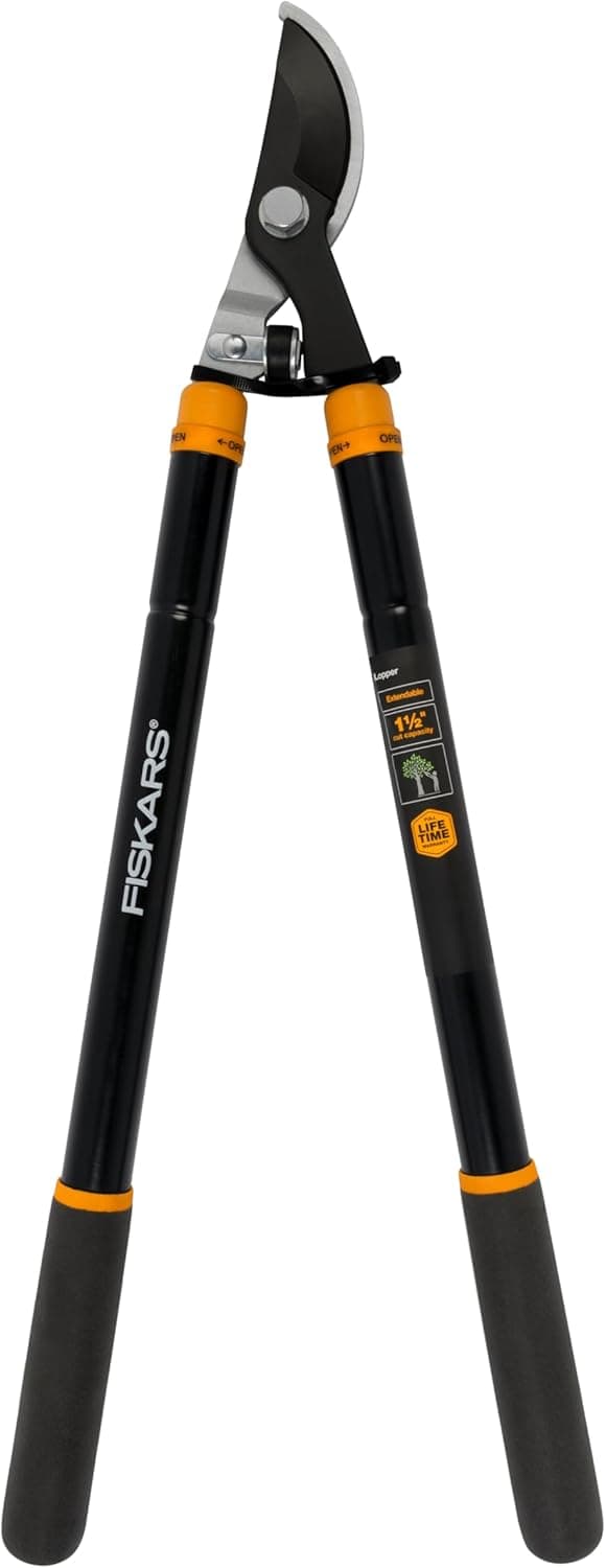 Fiskars Loppers for Tree Trimming, Heavy Duty, with Extendable Handle (24.5"-37" Range), Sharp Bypass Steel Blade Tree Branch Cutter up to 1.5-Inch Diameter Cut Capacity