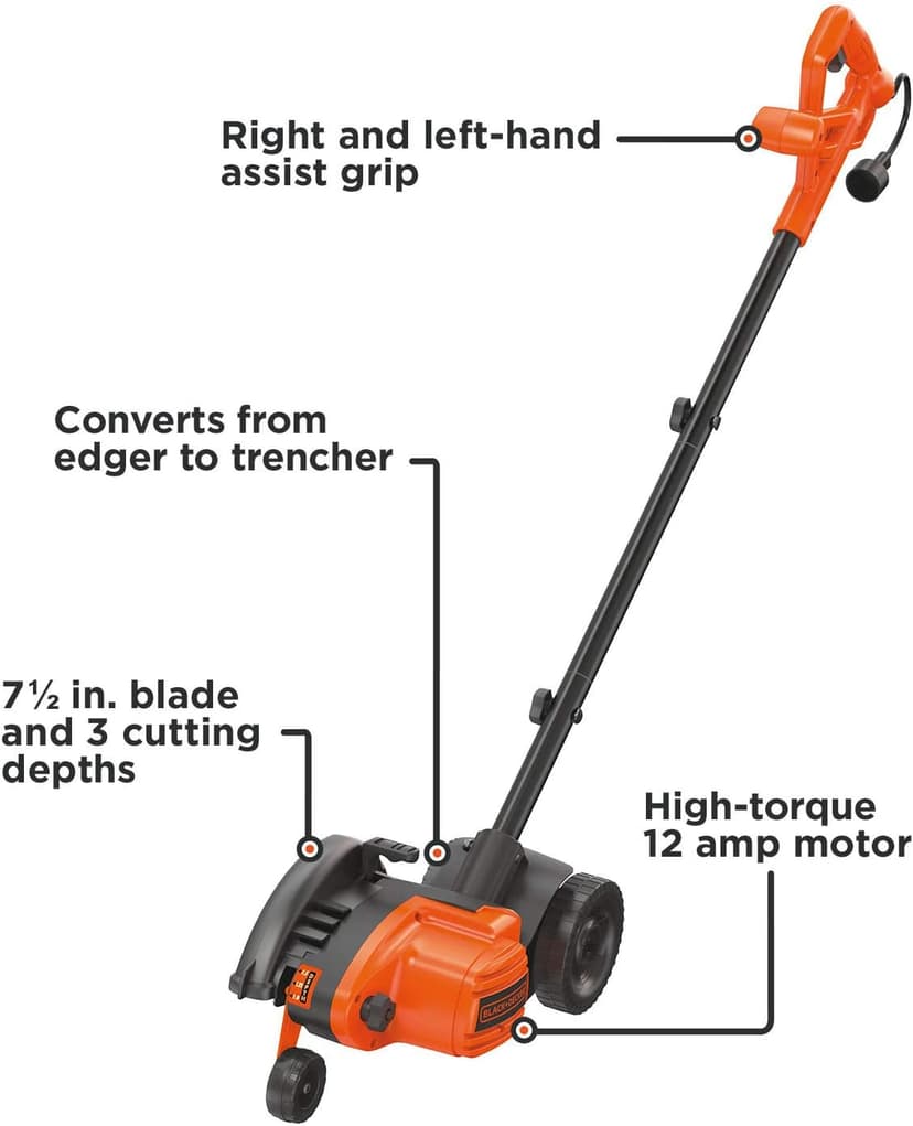 BLACK+DECKER 12 Amp 2-in-1 Landscape Edger and Trencher, (LE760FF)