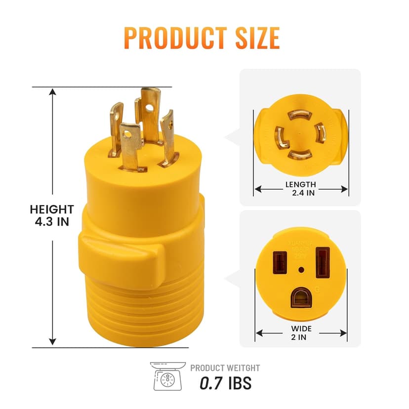 MECMO NEMA L14-30P to 6-50R Generator to Welder Adapter Plug, 30 Amp to 50 Amp Twist Locking Generator 4 Prong Male Plug to 3 Prong 240V Welder Outlet for Welder Welding Generator Adaptor Connector