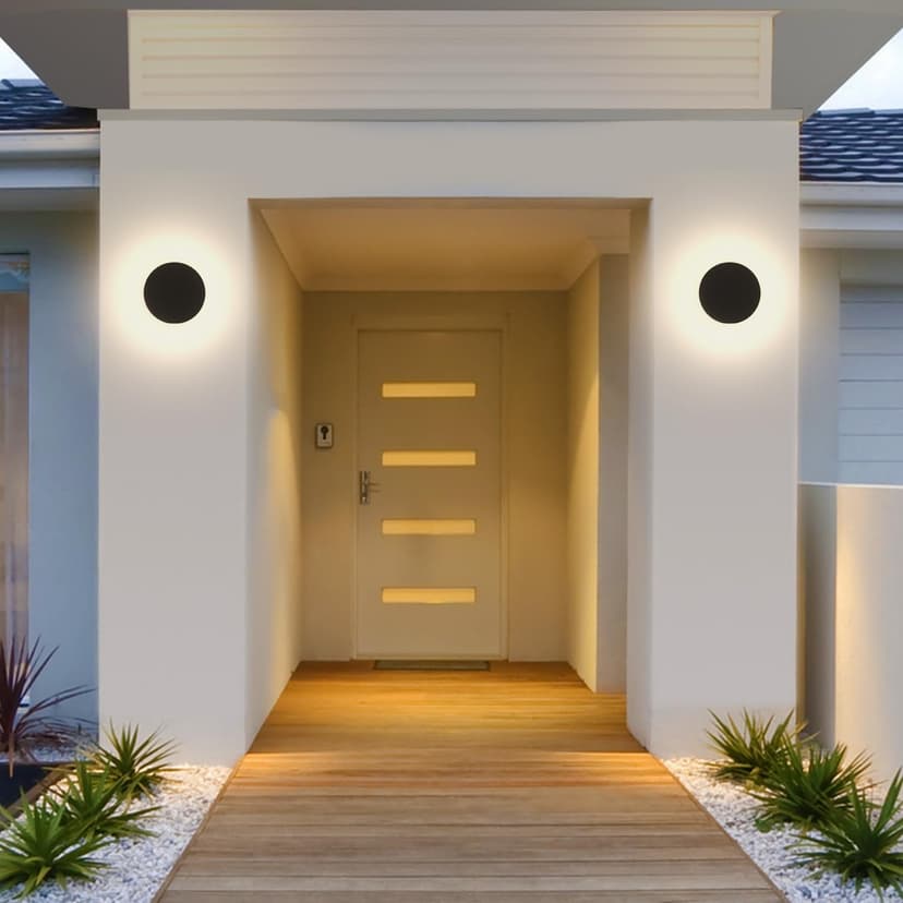 2 Packs LED Wall Light Outdoor Indoor Modern Wall Sconce Mini Wall Sconce Outdoor Wall Lights Aluminum Waterproof Black Wall Mount Light LED Wall Sconces Warm White 3000K (Round)