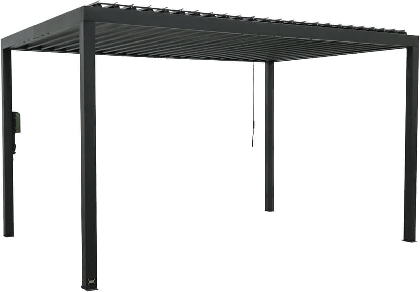 Backyard Discovery Sarasota 14' x 10' Galvanized Steel Louvered Pergola Kit with Adjustable Roof, Shade, Rain Protection, High-Wind Rating, Gutter System for Outdoor Patio, Garden, Deck, Entertaining