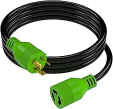 RVMATE 3 Prong 30 Amp Generator Extension Cord 10 Feet, NEMA L5-30P/L5-30R 125V SJTW Jacket