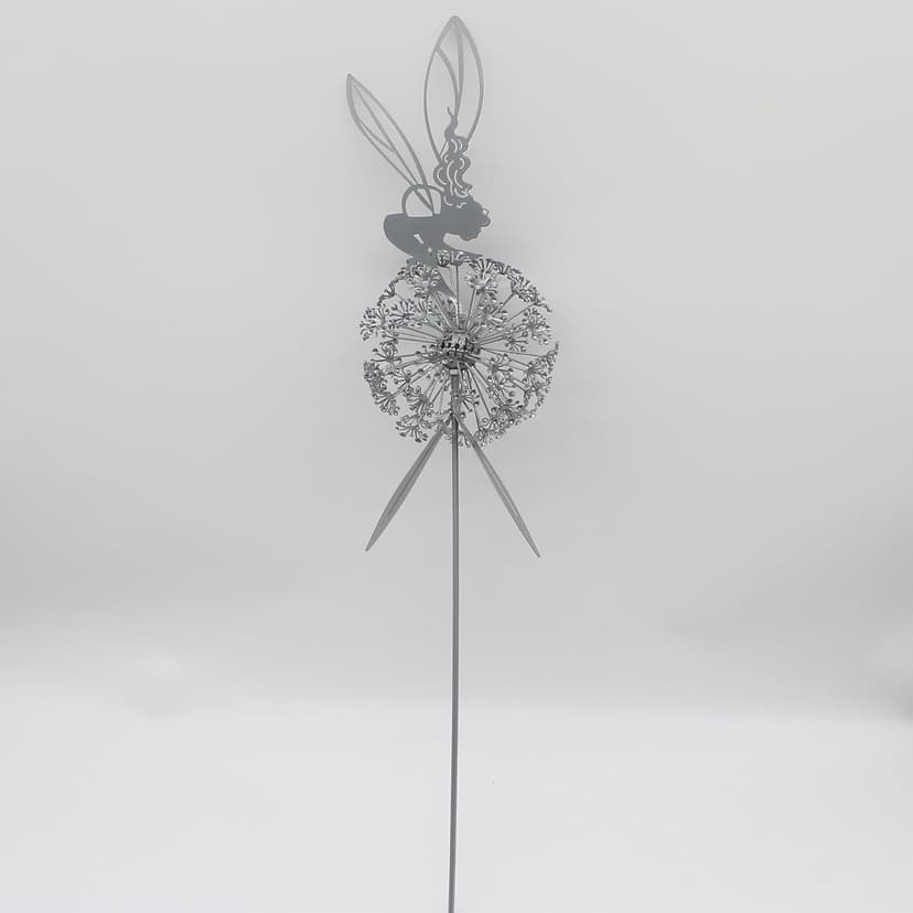 Flower Fairy Dancing with Dandelion Garden Art Sculpture Stainless Steel Statue Christmas Halloween Decoration for Outdoor Yard Courtyard Lawn Patio Metal Ornaments (Hurdle)