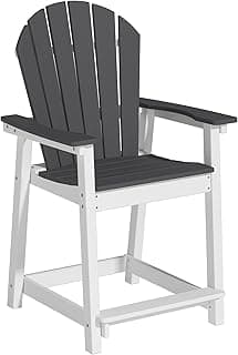 Outdoor Tall Adirondack Chair, HDPE Weather Resistant Outdoor Chair for Garden, Perfect for High Top Table & Chairs on Your Balcony, Capacity 400LBS, Grey