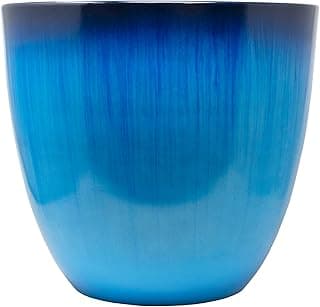 (EPR12-204 Large Egg Shaped Planter - Modern Indoor & Outdoor Decorative Flower Pot/Box (12 Inch, Blue Flower)